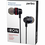 1733275 Perfeo наушники внутриканальные металлические с тканевым проводом IRON черные [PF_A4632]