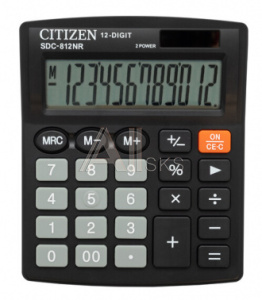 1411446 Калькулятор бухгалтерский Citizen SDC-812NR черный 12-разр.