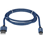 1672607 Defender USB кабель USB09-03T PRO USB2.0 Синий, AM-Type-C, 1m, 2.1A (87817)