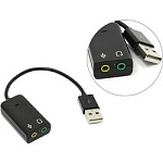 1452374 ORIENT Адаптер с кабелем AU-01S, USB to Audio, 2 x jack 3.5 mm для подключения гарнитуры к порту USB, черный