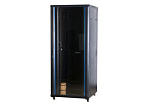 [W27U100R] Рэковая стойка Wize Pro [W27U100R] 19, 27U, 600х1000 мм, стеклянная передняя дверь, задняя дверь - металл, вент. панель 2 вентилятора, коле