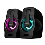 1870966 SVEN 255, чёрный, USB, акустическая система 2.0, мощность 2x3 Вт(RMS), подсветка