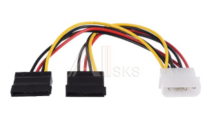 Кабель MOLEX (F)/2SATA (M) 0.2M 00-00029040 GOPOWER Кабель MOLEX (F)/2SATA (M) 0.2M 00-00029040 GOPOWER