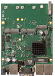 RBM33G MikroTik RouterBOARD M33G with Dual Core 880MHz CPU, 256MB RAM, 3x Gbit LAN, 2x miniPCI-e, 2x SIM slots, USB, microSD slot, M.2 slot, RouterOS L4