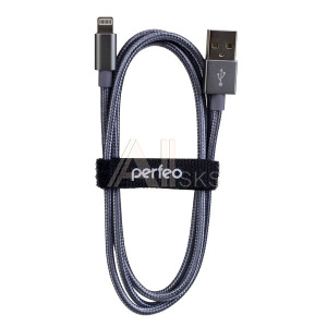 1663017 PERFEO Кабель для iPhone, USB - 8 PIN (Lightning), серебро, длина 1 м. (I4305)
