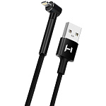 1817893 Harper USB A - Угловой 8-pin, STCH-590 Black (Кабель (Текстиль) для зарядки и синхронизации, 2A, Быстрая зарядка)