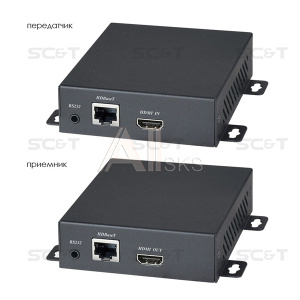 7920758 SC&T HE20E Комплект (передатчик и приемник) для передачи HDMI, сигналов ИК (30-60кГц) и RS232 по одному кабелю витой пары (от CAT5e) до 100м