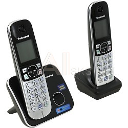 1422025 Panasonic KX-TG6812RUB Радиотелефон черный (2 трубки с ЖК диспл., DECT)