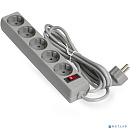 Exegate EX285798RUS Удлинитель ExeGate EC-5-1.8G (5 евророзетки с заземлением, 1.8м, защита от перегрузки, выключатель с подсветкой, серый)