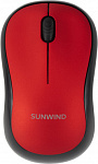 1611656 Мышь SunWind SW-M200 красный/черный оптическая (1600dpi) беспроводная USB для ноутбука (3but)