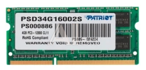 Patriot DDR3 4GB 1600MHz SO-DIMM (PC3-12800) CL11 1,5V (Retail) 256*8 PSD34G16002S