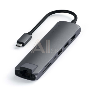1826819 Satechi [ST-UCSMA3M] Адаптер USB-C Type-C Slim Multiport with Ethernet Adapter. Цвет серый космос