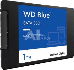 1000682221 Твердотельный накопитель/ WD SSD Blue, 1.0TB, 2.5" 7mm, SATA3, 3D TLC, R/W 560/530MB/s, IOPs 95 000/84 000, TBW 400, DWPD 0.2 (12 мес.)