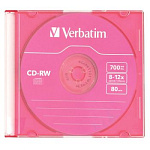 571510 Диск CD-RW Verbatim 700Mb Slim Case Color