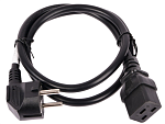 LAN-PP19/SH-3.0-BK Шнур питания C19-Schuko прямая, 3х1.5, 220В, 16А, черный, 3 метра