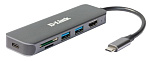 1000688513 Докстанция/ DUB-2327,DUB-2327/A1A USB-C Docking Station, 2xUSB3.0 + USB-C/PD3.0 + HDMI, SD/microSD Card Reader