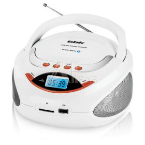 1008228 Аудиомагнитола BBK BS09BT белый/оранжевый 3Вт/MP3/FM(dig)/USB/BT