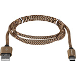 1672601 Defender USB кабель USB09-03T PRO USB2.0 Золотой, AM-Type-C, 1m, 2.1A (87812)