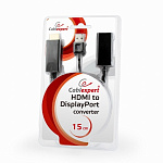 1746491 Cablexpert Конвертер HDMI->DisplayPort HD19M+USBxHD20F, черный (DSC-HDMI-DP)