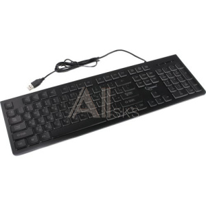 1750831 Клавиатура Gembird KB-250L {с подсветкой, USB, черный, 104 клавиши, подсветка Rainbow, кабель 1.5м}