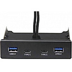 1708446 Exegate EX280448RUS Планка USB на переднюю панель Exegate U3H-619, 3,5", 2*USB3.0+2*TypeC, черная, подсоед-е к мат. плат