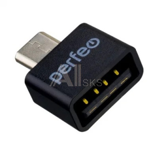 1859056 Perfeo adapter USB на micro USB c OTG (PF-VI-O010 Black) чёрный [PF_B4995]