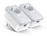 TP-Link TL-PA4010P KIT, AV600 Комплект адаптеров Powerline со встроенной розеткой 2 шт., Powerline до 600 Мбит/с, 1 порт 10/100 Мбит/с, встроенная роз
