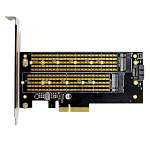1862136 ORIENT C301E, Переходник PCI-Ex4->NGFF (M.2) M-key PCI-E SSD + SATA->NGFF (M.2) B-key SSD, тип 2230/2242/2260/2280/22110, SATA кабель и 2 планки крепл