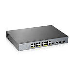 GS1350-18HP-EU0101F Коммутатор Zyxel Networks Smart L2 PoE+ для IP-видеокамер Zyxel NebulaFlex Pro GS1350-18HP, rack 19", 16xGE PoE+, 2xCombo (SFP/RJ-45), бюджет PoE 250 Вт, питание до