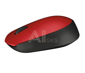 358199 Мышь Logitech M171 красный/черный оптическая (1000dpi) беспроводная USB для ноутбука (2but)