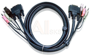 1000241794 Шнур, мон+клав+мышь USB+аудио, DVI-I Single Link+USB A-Тип+2xRCA=>DVI-I Single Link+USB B-Тип+2xRCA, Male-Male, опрессованный, 1.8 метр., черный,