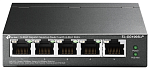 Коммутатор TP-Link TL-SG1005LP, 5-портовый гигабитный неуправляемый с 4 портами PoE+, металлический корпус, настольная установка, бюджет PoE — 40 Вт.