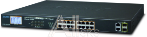 1000467285 Коммутатор Planet 16-Port 10/100TX 802.3at PoE + 2-Port Gigabit TP/SFP Combo Ethernet Switch with LCD PoE Monitor (300W)