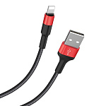 1882892 HOCO HC-80190 X26/ USB кабель Lightning/ 1m/ 2A/ Нейлон/ Black&Red