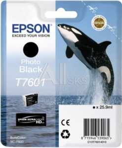 1037210 Картридж струйный Epson T7601 C13T76014010 фото черный (25.9мл) для Epson SureColor SC-P600