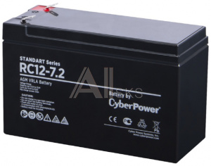 1000525605 Аккумулятор CyberPower 12V7.2Ah Battery CyberPower Standart series RС 12-7.2, voltage 12V, capacity (discharge 20 h) 7.2Ah, max. discharge current (5