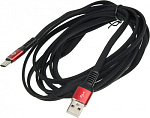 1080455 Кабель Digma USB A(m) USB Type-C (m) 3м черный/красный плоский