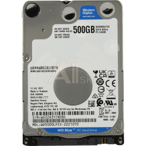 1000652077 Жесткий диск/ HDD WD SATA3 500Gb 2.5"" Blue 5400 RPM 128Mb 1 year warranty (analog WD5000LPCX)