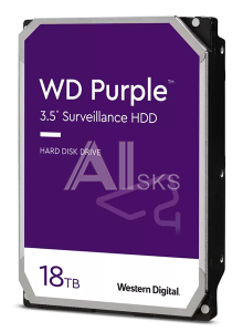 Жесткий диск WD Western Digital HDD SATA-III 18Tb Purple WD180PURZ, 7200RPM, 512MB buffer (DV&NVR)
