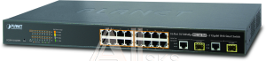 1000467377 Коммутатор Planet 16-Port 10/100TX 802.3at High Power POE + 2-Port Gigabit TP/SFP Combo Managed Ethernet Switch (220W)
