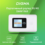 1114602 Модем 3G/4G Digma Mobile Wi-Fi DMW1969 micro USB Wi-Fi Firewall +Router внешний белый