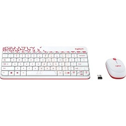 1262316 920-008212 Logitech Клавиатура + мышь MK240 Nano White-red оригинальная заводская гравировка RU/LAT