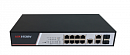 Hikvision DS-3E2310P 8 RJ45 100M PoE; 2 комбо-порта (1000М Ethernet/1000M SFP); таблица MAC адресов на 8000 записей; стандарты PoE: IEEE802.3af, IEEE8