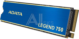 1000665645 Твердотельный накопитель/ ADATA SSD LEGEND 750, 500GB, M.2(22x80mm), NVMe, PCIe 3.0 x4, 3D TLC, R/W 3350/2450MB/s, IOPs 370 000/190 000, TBW 300,