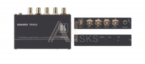 133450 Усилитель-распределитель Kramer Electronics 104LN Дифференциальный линейный1:4 видеосигналов c регулировкой уровня сигнала и АЧХ, 423 МГц