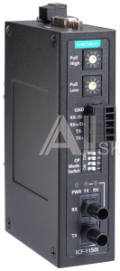 ICF-1150-S-ST Industrial RS-232/422/485 to Fiber Optic Converter, ST Single mode