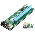 1505704 Кабель удлинитель PCI-E x1 Male to PCI-E x16 Female с питанием 4 Pin, Espada, в комплекте кабель usb3.0 (EPCIeKit02 / 43343)