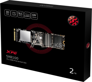 1000599280 Твердотельный накопитель/ ADATA SSD SX8100, 2048GB, M.2(22x80mm), NVMe 1.3, PCIe 3.0 x4, 3D TLC, R/W 3500/1900MB/s, IOPs 290 000/240 000, DRAM
