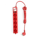 1662154 PowerCube Фильтр-удлинитель (SPG-MXTR-14) 3м, 5 розеток, 10А/2,2кВт, красный