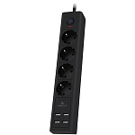 11063037 Cablexpert Сетевой фильтр Exnovo EXN-4-U4-B-2 (4р, 16А, 4 х USB, 3.4A, 2м, ур.защиты 4+) черный, коробка {22560}